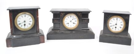 THREE VICTORIAN 19TH CENTURY SLATE MANTEL CLOCKS