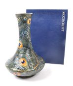 MOORCROFT POTTERY - LATE 20TH CENTURY PEACOCK FEATHER VASE