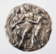 VINTAGE 20TH CENTURY WHITE METAL CLASSICAL SCENE PLAQUE