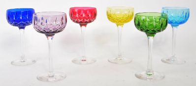 JOHN WALSH - SET OF SIX 1930S COLOURED HOCK GLASSES