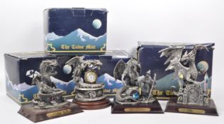 MYTH & MAGIC BY THE TUDOR MINT - FOUR CAST PEWTER DRAGON FIGURES