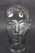 20TH CENTURY PRESSED GLASS BUST HEAD