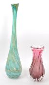 TWO MID CENTURY GLASS VASES