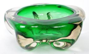 VINTAGE 20TH CENTURY STUDIO GLASS GREEN CENTERPIECE BOWL