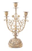 19TH CENTURY BRASS TRIPLE CANDELABRUM