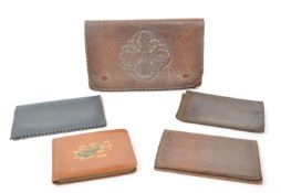 COLLECTION OF FIVE VINTAGE 20TH CENTURY LEATHER WALLETS