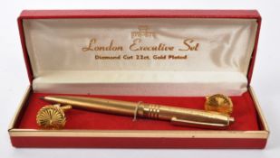 VINTAGE LONDON EXECUTIVE 22CT GOLD PLATED PEN SET