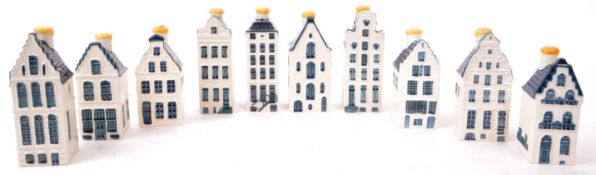 KLM - BOLS - COLLECTION OF TEN DELFT BLUE MINIATURE LIQUOR HOUSES