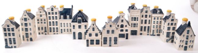 KLM - BOLS - COLLECTION OF FOURTEEN DELFT BLUE MINIATURE LIQUOR HOUSES