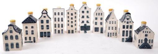 KLM - BOLS - COLLECTION OF TEN DELFT BLUE MINIATURE LIQUOR HOUSES