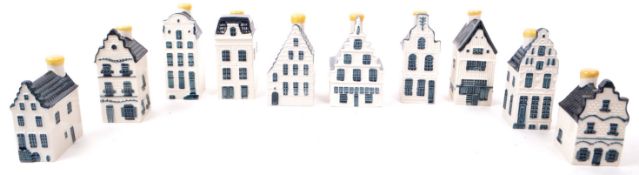 KLM - BOLS - COLLECTION OF TEN DELFT BLUE MINIATURE LIQUOR HOUSES