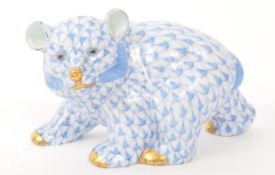 HEREND - 20TH CENTURY PORCELAIN BEAR FIGURE