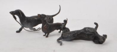 RICHARD COOPER - THREE CONTEMPORARY BRONZE DOG FIGURES