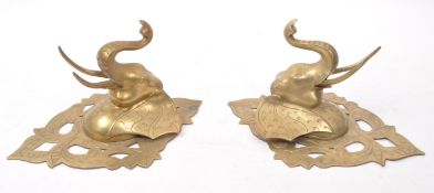 TWO 20TH CENTURY BRASS ELEPHANT SCONCES