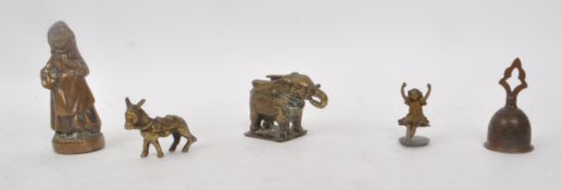 COLLECTION OF FIVE VINTAGE BRONZE SCULPTURES / PIECES