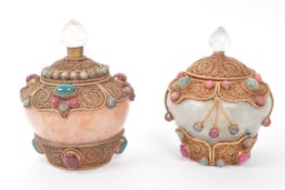 TWO TIBETAN QUARTZ POTS