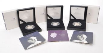 ROYAL MINT - THREE 9.25 SILVER PROOF 50P COINS