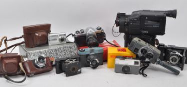 LARGE COLLECTION OF VINTAGE CAMERAS, INCLUDING BINOCULARS