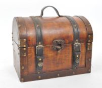 CONTEMPORARY DOMED FAUX LEATHER STRAP CHEST