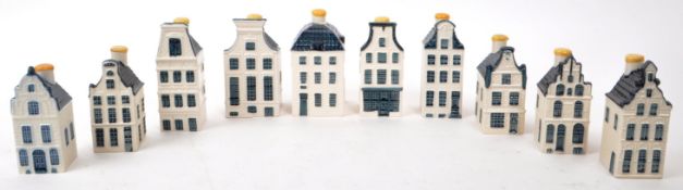 KLM - BOLS - COLLECTION OF TEN DELFT BLUE MINIATURE LIQUOR HOUSES