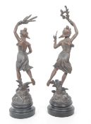 PAIR OF FRENCH FABRICATION FRANCAISE SPELTER FIGURES