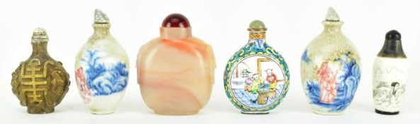 SIX QING DYNASTY TO REPUBLIC SNUFF BOTTLES 晚清到民国鼻烟壶六件
