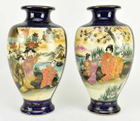 PAIR OF MEIJI PERIOD SATSUMA CERAMIC VASES 日本明治 薩摩焼瓶一对