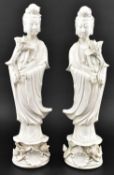 PAIR OF BLANC DE CHINE FIGURINE OF GUANYIN 二十世纪德化白瓷观音一对