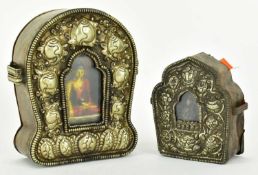 TWO LATE QING TIBETAN GAU BOX PORTABLE SHRINE 清民国 嘎呜盒两个