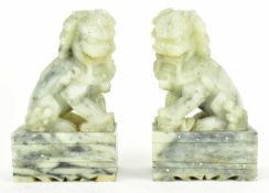 PAIR OF STONE CARVED LION FOO DOGS 石刻狮子一对