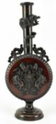 JAPANESE MEIJI PERIOD HEAVY BRONZE MOON FLASK FORM VASE