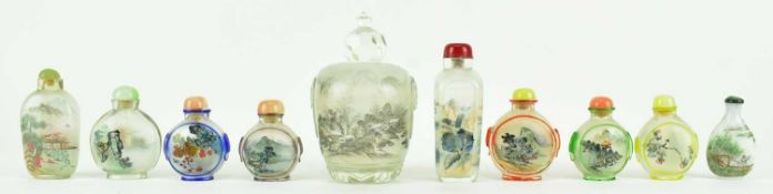 COLLECTION OF TEN GLASS SNUFF BOTTLES 琉璃鼻烟壶一组十个
