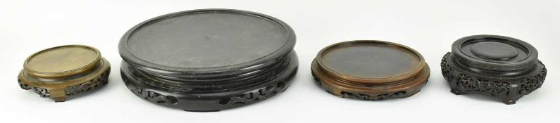 THREE HARDWOOD STANDS & ONE ROTATING STAND 实木展示架四个