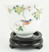 FAMILLE ROSE BIRD & FLOWER TEACUP 20 世纪粉彩花鸟茶杯