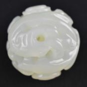QING DYNASTY PALE CELADON JADE CARVED WITH 