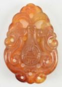 QING AGATE CARVED CHILONG PENDANT 清 玉髓吉祥平安挂坠