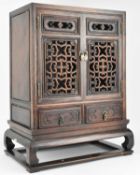 HUANGHULI WOOD OPEN WORK TABLE CABINET 黄花梨双门桌柜