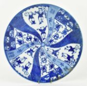JAPANESE MEIJI PERIOD BLUE AND WHITE CHARGER 明治 青花