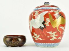 19TH CENTURY JAPANESE FUKAGAWA POLYCHROME GINGER JAR 日本19世纪深川造罐