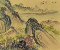 20TH CENTURY CHINESE INK & COLOUR PAITING ON PAPER 二十世纪山水画