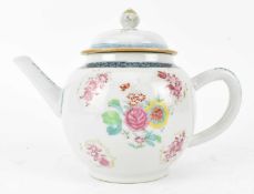 QING DYNASTY 18TH CENTURY FAMILLE ROSE TEA POT 清 青花加彩茶壶