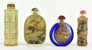 COLLECTION OF FOUR GLASS SNUFF BOTTLES 四件二十世纪玻璃鼻烟壶