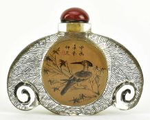 YE ZHONGSAN (1875-1945) - GLASS SNUFF BOTTLE IN FORM OF A BAT 叶仲三 玻璃内画鼻烟壶