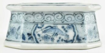 QING / EARLY REPUBLIC ERA CERAMIC BLUE AND WHITE SALT DIP 清 青花永胜堂 盐碟