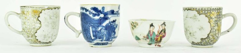 COLLECTION OF FOUR 18TH CENTURY TEACUPS 十八/十九世纪杯子四件