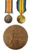 WWI MEDALS & PLAQUE - SECOND LIEUTENANT IN NORTHUMBERLAND FUSILIERS