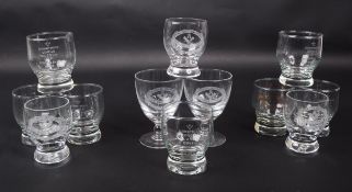 COLLECTION OF TWELVE MASONIC LODGE DRINKING GLASSES / GOBLETS