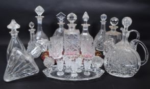 LARGE COLLECTION OF VINTAGE 20TH CENTURY CRYSTAL DECANTERS