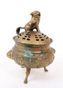EARLY 20TH CENTURY BRASS CHINESE CENSER INCENSE BURNER