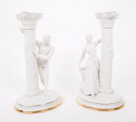 FRANKLIN MINT - ROMEO & JULIET - PAIR OF PORCELAIN CANDLESTICKS